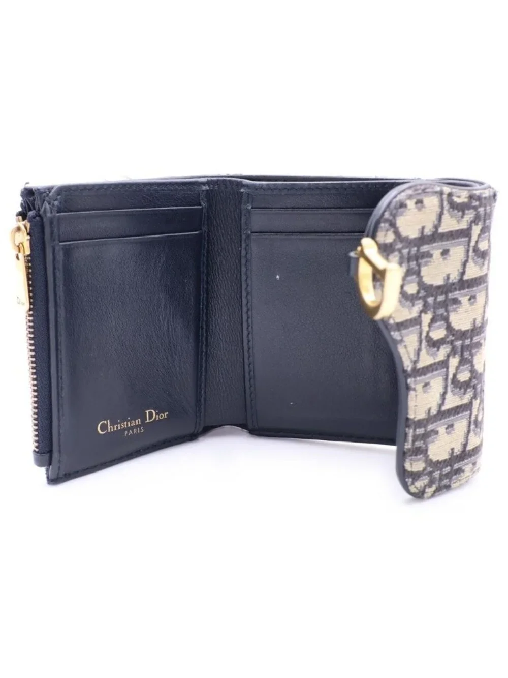 Dior Saddle Lotus Oblique Compact Wallet Beige